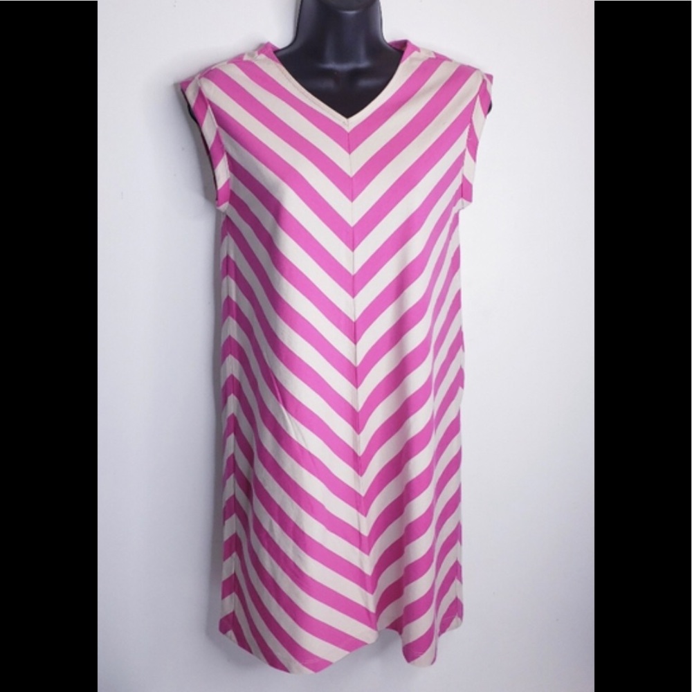 LOFT chevron pink stripe dress XS NWT